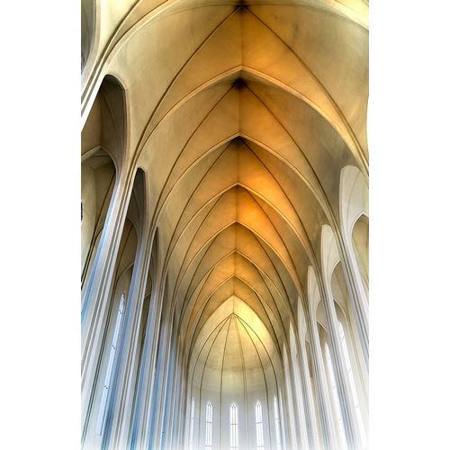 Tall Columns Windows Ceiling Hallgrimskirkja Large Lutheran Church-Reykjavik-Iceland